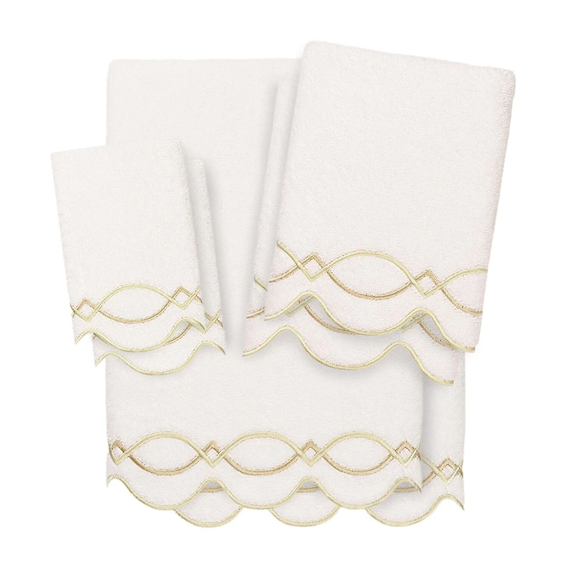 Linum Home Textiles Diamond Chain Scallop -pc. Quick Dry Bath Towel Set