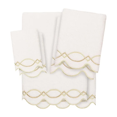 Linum Home Textiles Diamond Chain Scallop -pc. Quick Dry Bath Towel Set