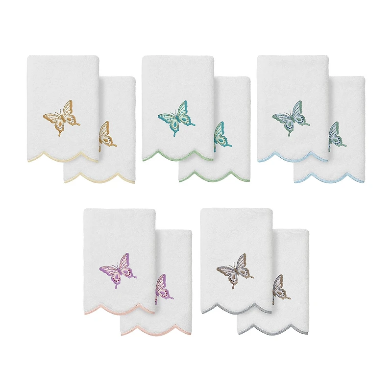 Linum Home Textiles Britney Scallop 2-pc. Embellished Fingertip Towel