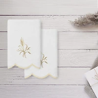 Linum Home Textiles Whitney Scallop 2-pc. Embellished Fingertip Towel