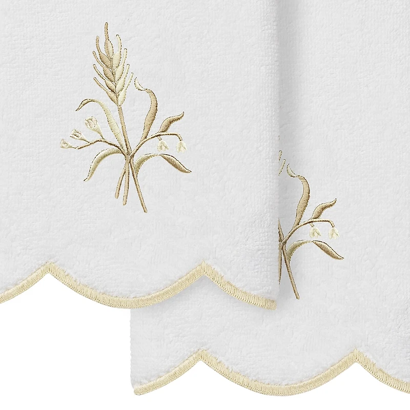 Linum Home Textiles Whitney Scallop 2-pc. Embellished Fingertip Towel
