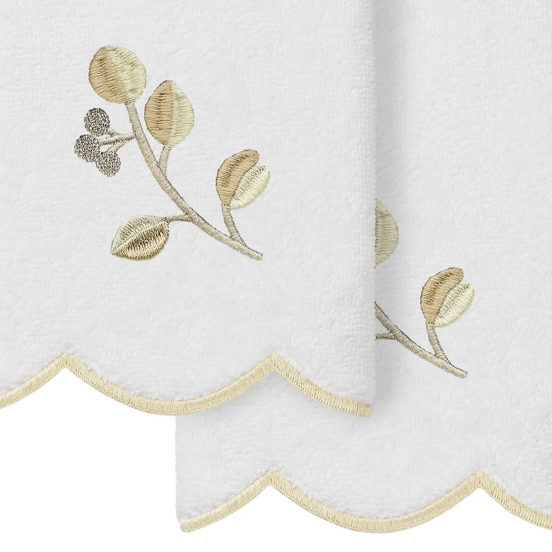Linum Home Textiles Wild Branch Scallop 2-pc. Embellished Fingertip Towel