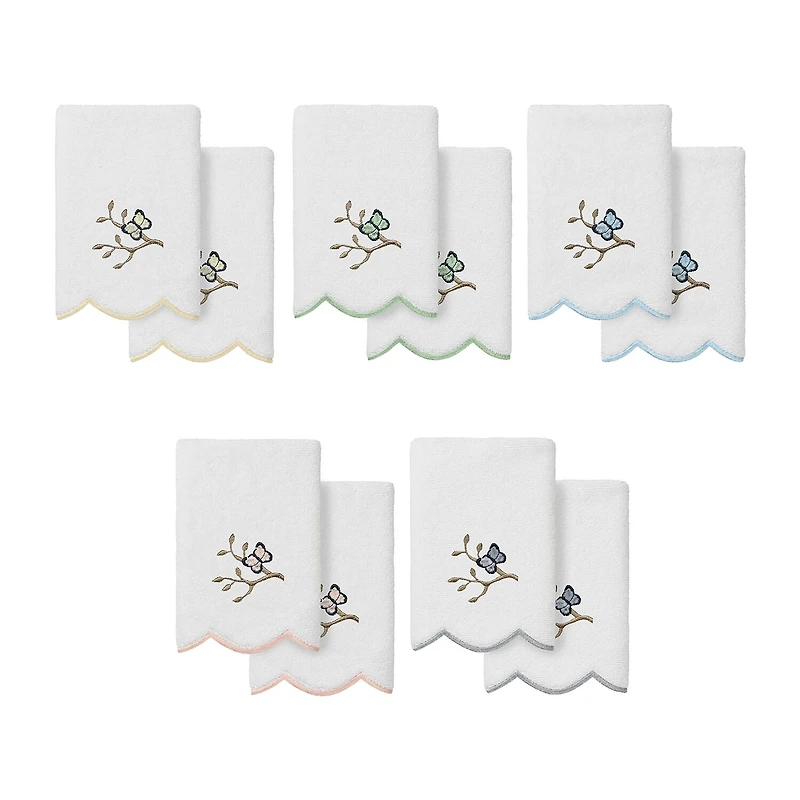 Linum Home Textiles Teresa Scallop 2-pc. Embellished Fingertip Towel