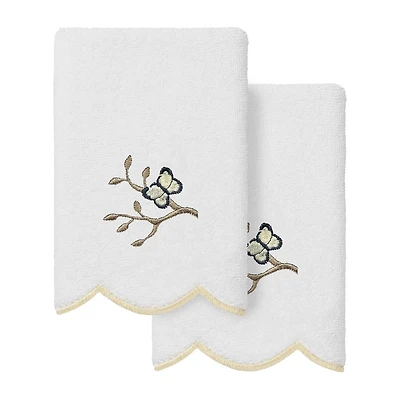 Linum Home Textiles Teresa Scallop 2-pc. Embellished Fingertip Towel