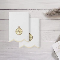 Linum Home Textiles Sea Joy Scallop 2-pc. Embellished Fingertip Towel