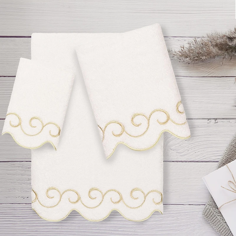 Linum Home Textiles Simplicity Scallop 3-pc. Quick Dry Bath Towel Set