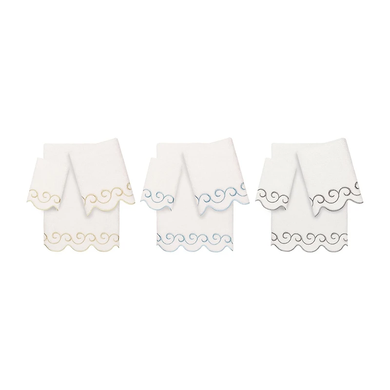Linum Home Textiles Simplicity Scallop 3-pc. Quick Dry Bath Towel Set