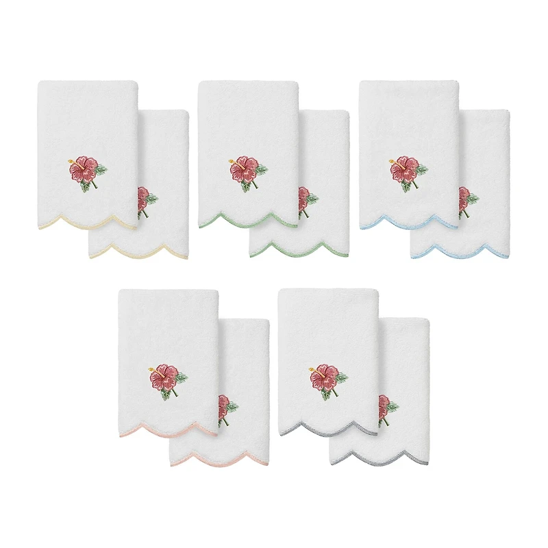Linum Home Textiles Maui Scallop 2-pc. Embellished Fingertip Towel