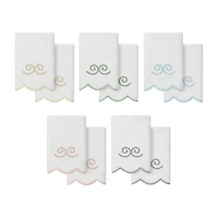 Linum Home Textiles Symmetra Scallop 2-pc. Embellished Fingertip Towel