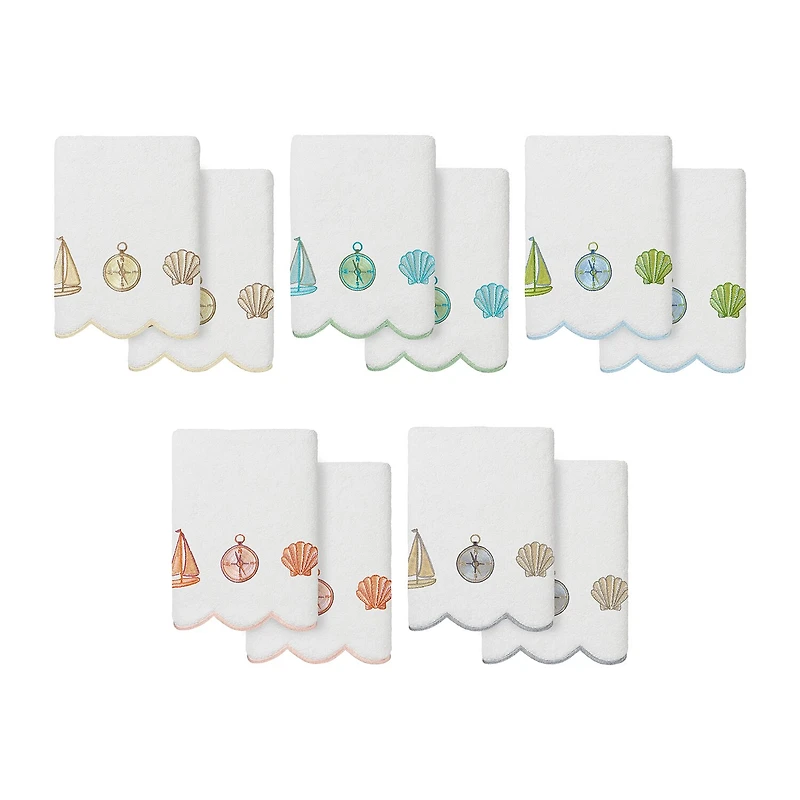 Linum Home Textiles Sea Joy Scallop 2-pc. Embellished Hand Towel