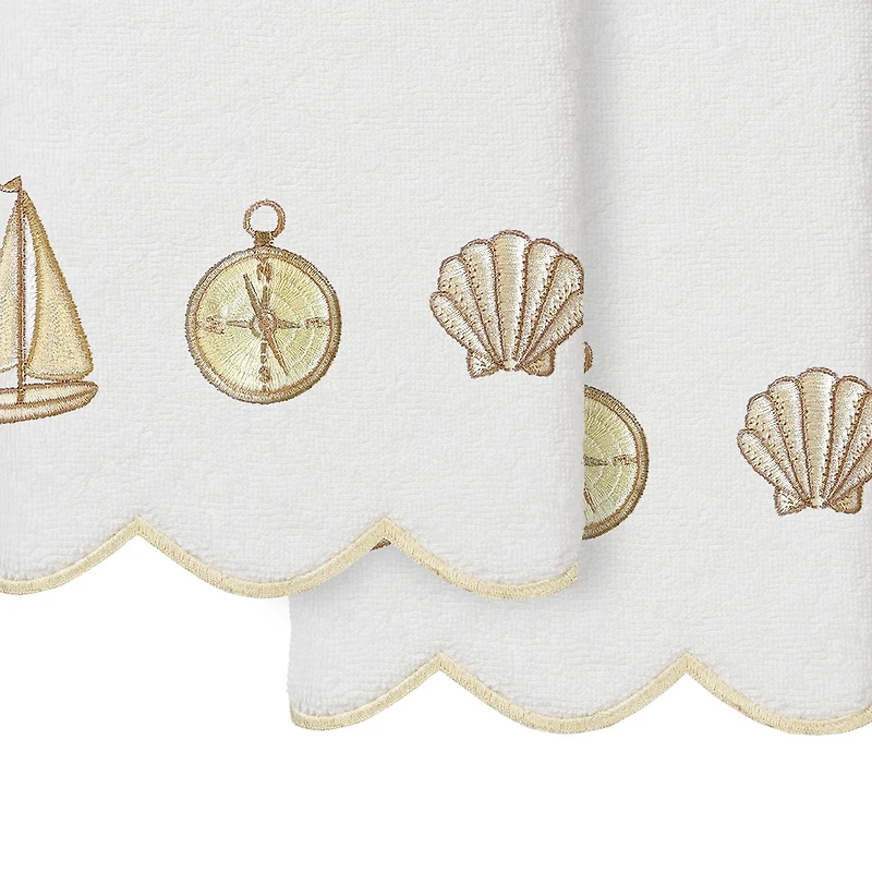 Linum Home Textiles Sea Joy Scallop 2-pc. Embellished Hand Towel