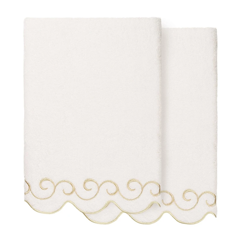 Linum Home Textiles Simplicity Scallop 2-pc. Quick Dry Bath Towel Set