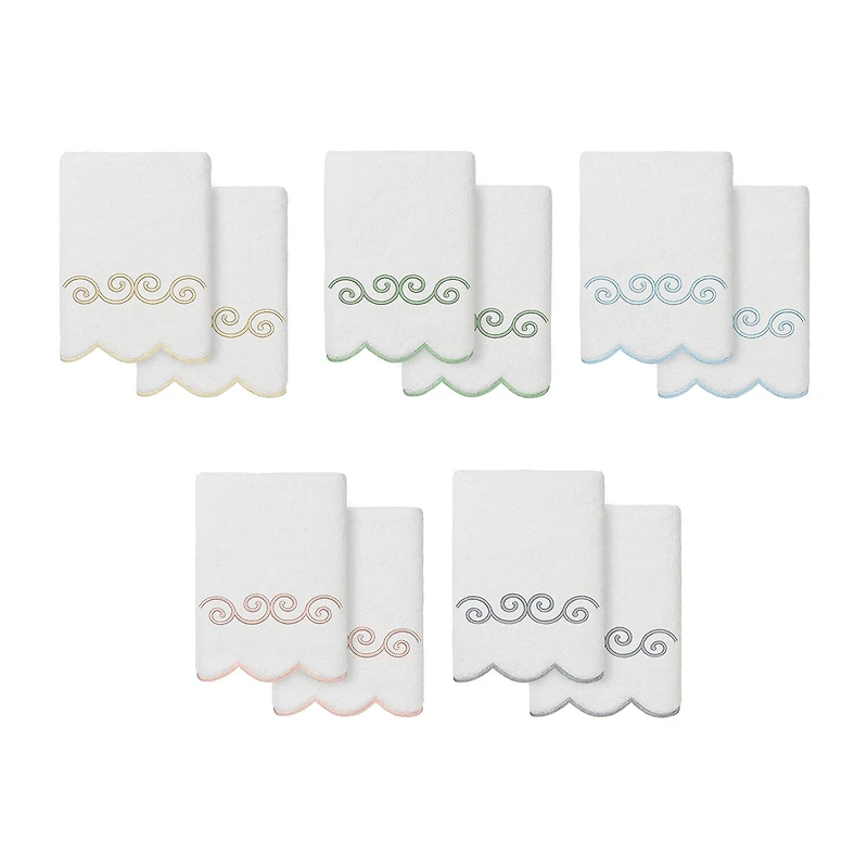 Linum Home Textiles Symmetra Scallop 2-pc. Embellished Hand Towel