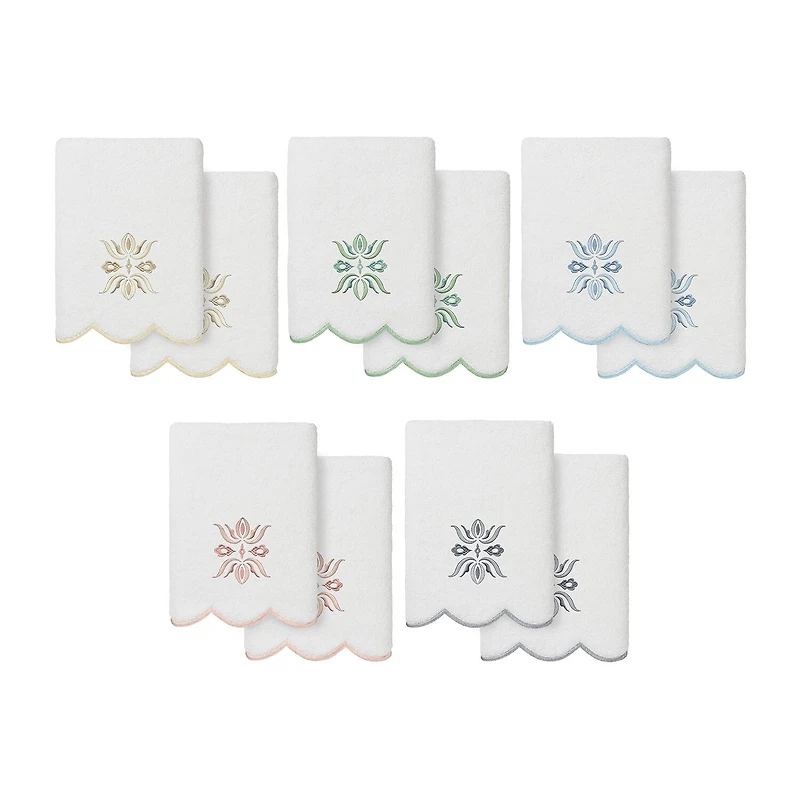 Linum Home Textiles Flower Crest Scallop 2-pc. Embellished Hand Towel
