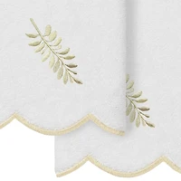 Linum Home Textiles Fern Toss Scallop 2-pc. Embellished Fingertip Towel