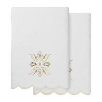 Linum Home Textiles Flower Crest Scallop 2-pc. Quick Dry Bath Towel Set