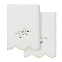 Linum Home Textiles Fish School Scallop 2-pc. Embellished Hand Towel