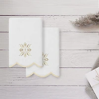 Linum Home Textiles Flower Crest Scallop 2-pc. Embellished Fingertip Towel