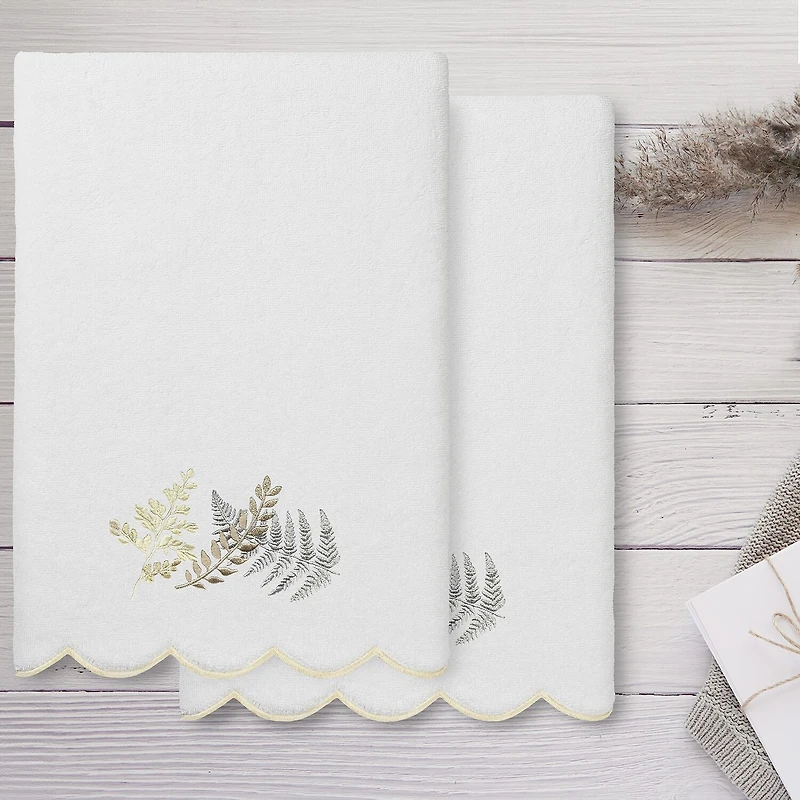 Linum Home Textiles Fern Toss Scallop 2-pc. Quick Dry Bath Towel Set