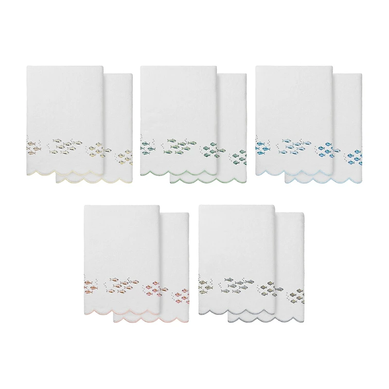 Linum Home Textiles Fish School Scallop 2-pc. Quick Dry Bath Towel Set