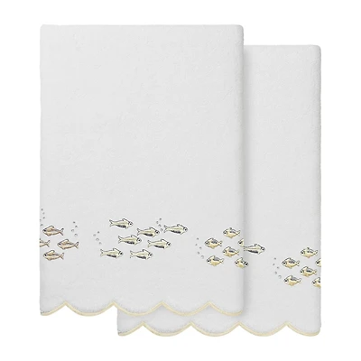 Linum Home Textiles Fish School Scallop 2-pc. Quick Dry Bath Towel Set