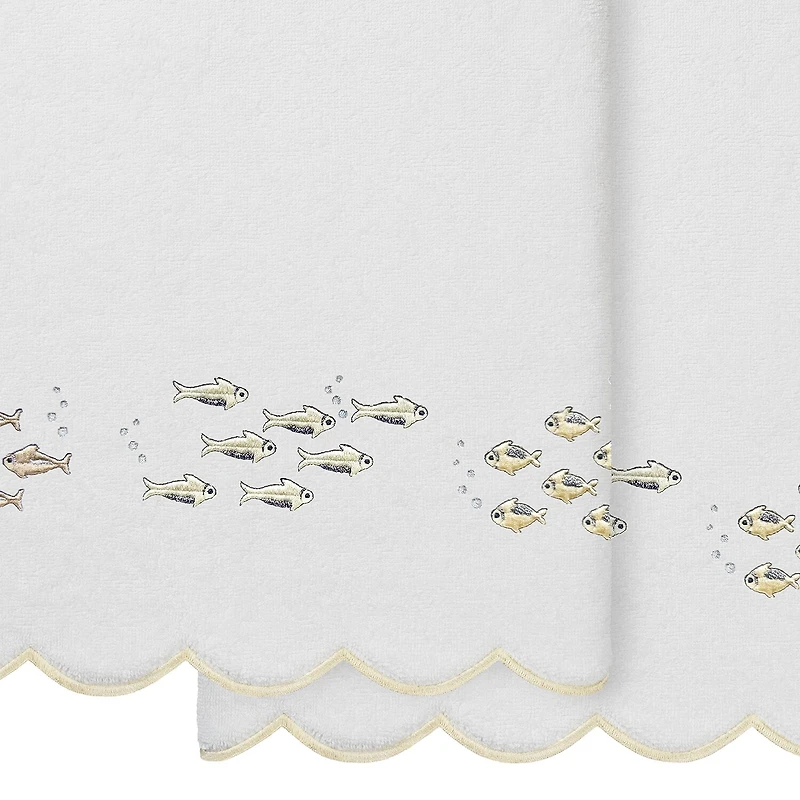 Linum Home Textiles Fish School Scallop 2-pc. Quick Dry Bath Towel Set