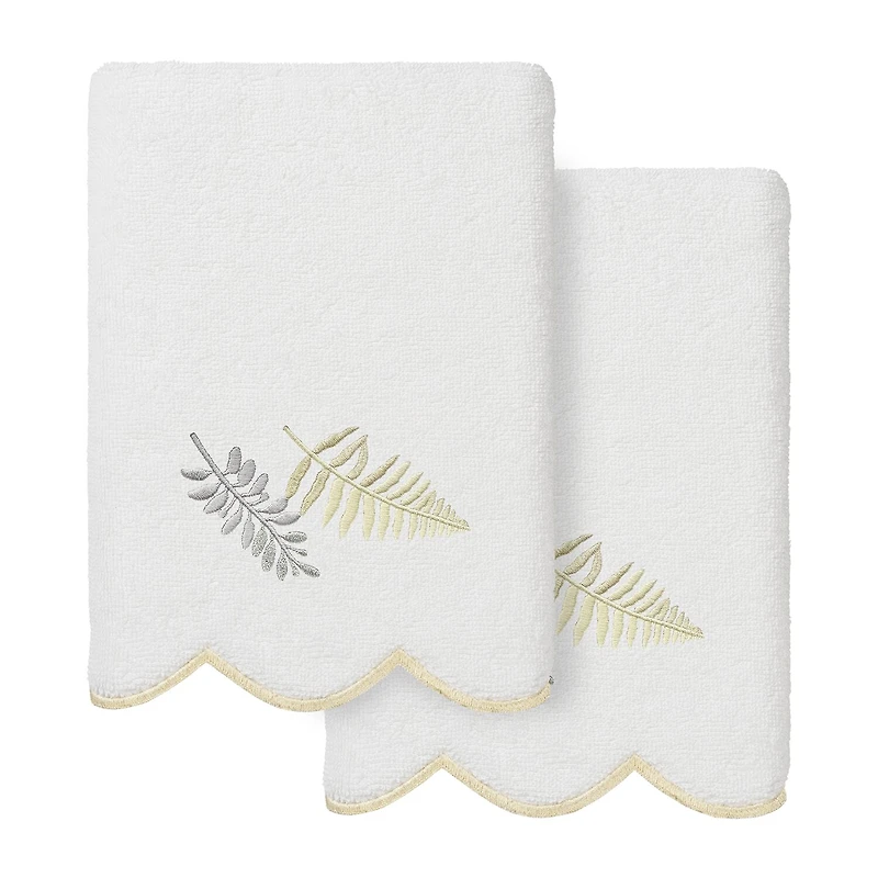 Linum Home Textiles Fern Toss Scallop 2-pc. Embellished Hand Towel