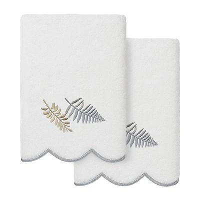 Linum Home Textiles Fern Toss Scallop 2-pc. Embellished Hand Towel