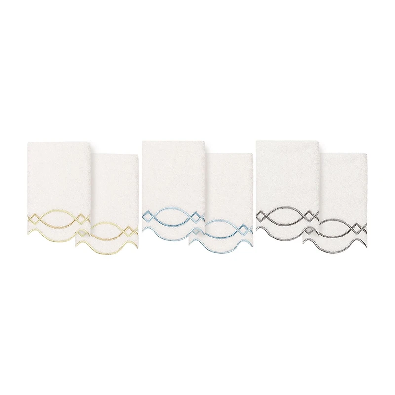 Linum Home Textiles Diamond Chain Scallop 2-pc. Fingertip Towel