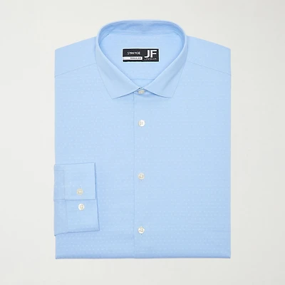 J. Ferrar Ultra Comfort Dobby Mens Regular Fit Stretch Fabric Wrinkle Free Long Sleeve Dress Shirt