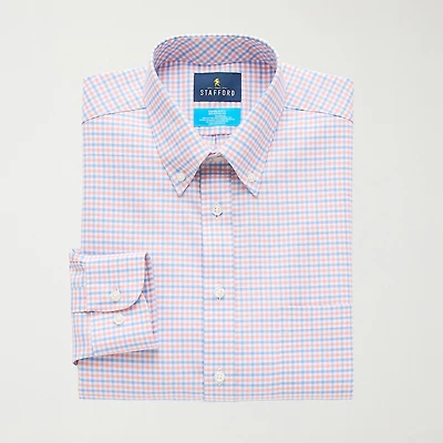 Stafford Coolmax All Season Ecomade Oxford Mens Regular Fit Stretch Fabric Wrinkle Free Long Sleeve Dress Shirt