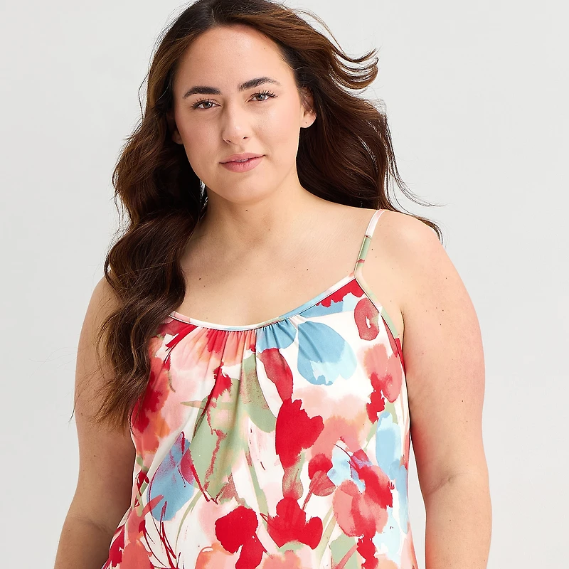 Ambrielle Womens Plus Sleeveless Crew Neck Chemise