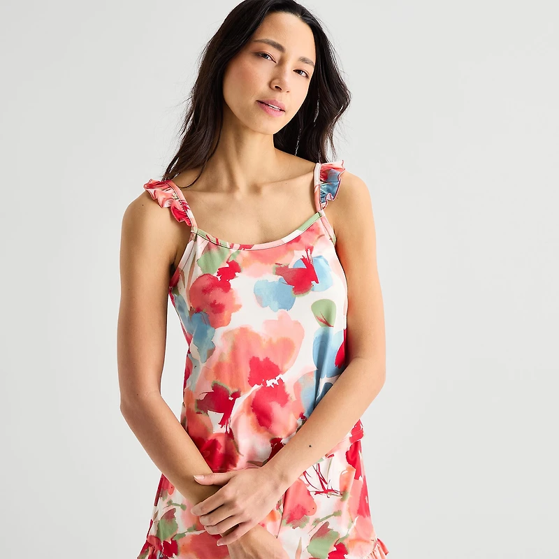 Ambrielle Womens Square Neck Sleeveless 2-pc. Cami Pajama Set