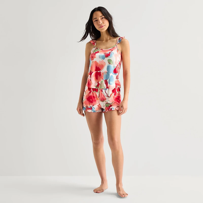 Ambrielle Womens Square Neck Sleeveless 2-pc. Cami Pajama Set