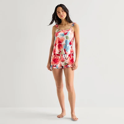 Ambrielle Womens Square Neck Sleeveless 2-pc. Cami Pajama Set