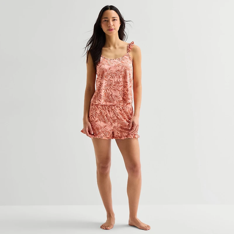 Ambrielle Womens Square Neck Sleeveless 2-pc. Cami Pajama Set