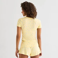 Arizona Body Cloud Kissed Womens Round Neck Short Sleeve Juniors Pajama Top