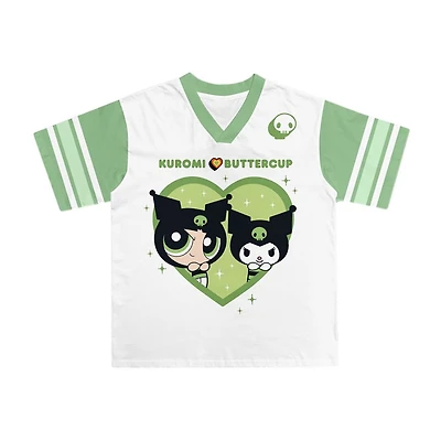 Jersey Little & Big Kid Girls V Neck Hello Kitty Powerpuff Short Sleeve