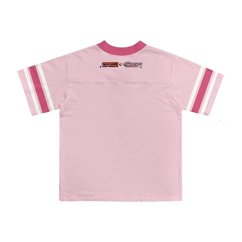 Jersey Little & Big Kid Girls V Neck Hello Kitty Powerpuff Short Sleeve