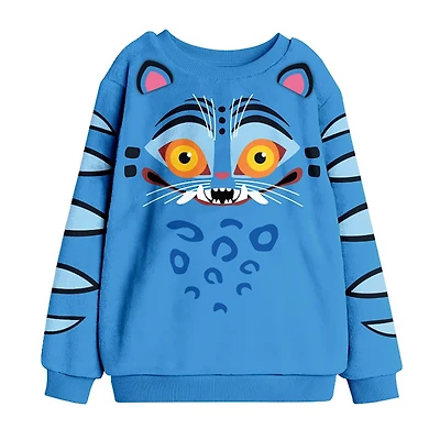 Derpy Tiger Little & Big Kid Girls Crew Neck Fleece Long Sleeve KPop Demon Hunters Sweatshirt
