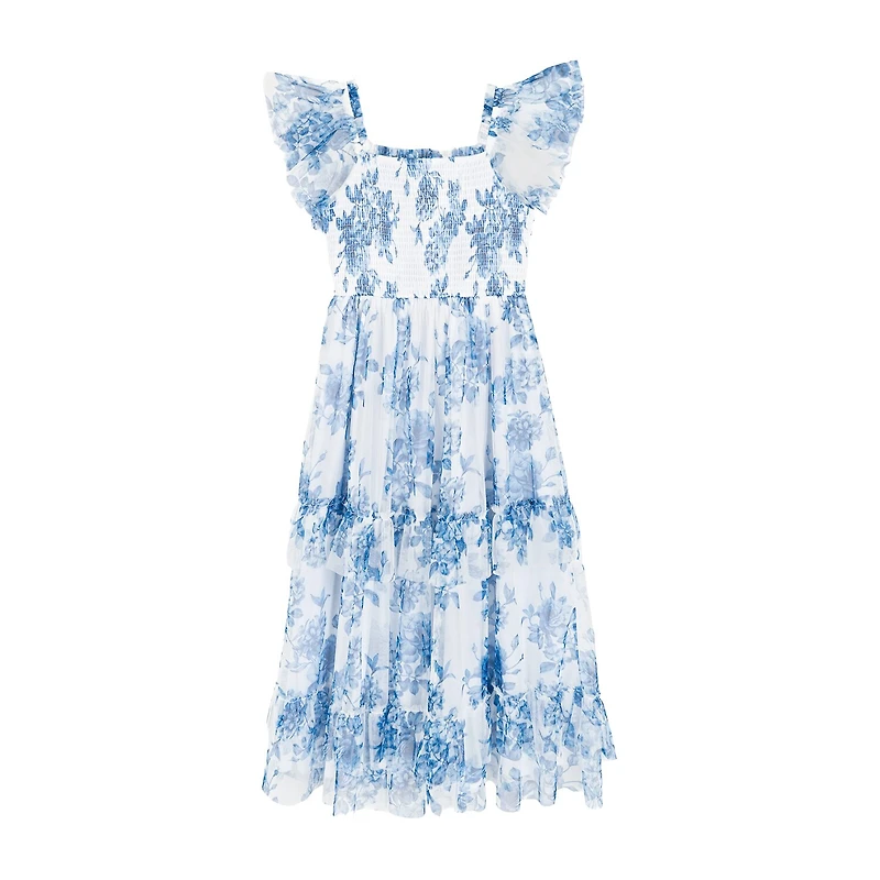 Rare Editions Big Kid Girls Short Sleeve Flutter Floral Maxi Dress