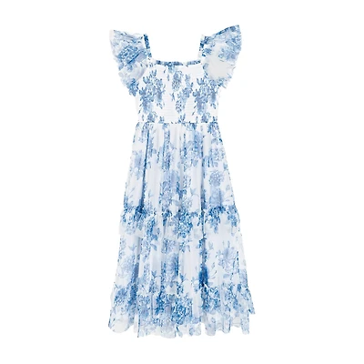 Rare Editions Big Kid Girls Short Sleeve Flutter Floral Maxi Dress