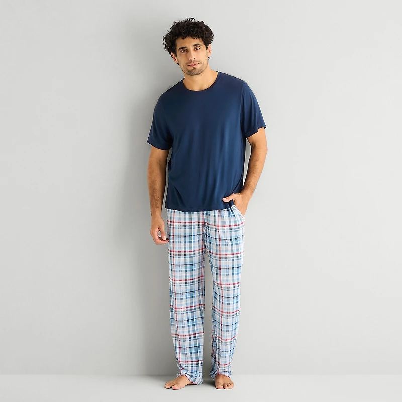 RESTWELL Mens Crew Neck Short Sleeve 2-pc. Pajama Set
