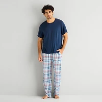 RESTWELL Mens Crew Neck Short Sleeve 2-pc. Pajama Set