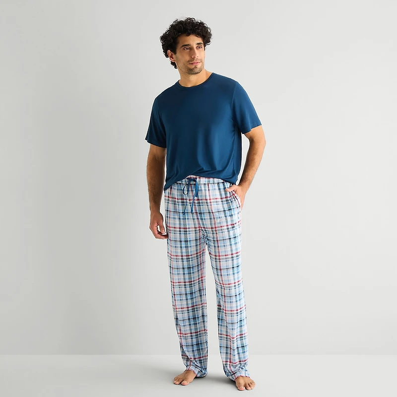 RESTWELL Mens Crew Neck Short Sleeve 2-pc. Pajama Set