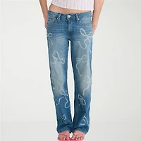 AEROPOSTALE Womens Juniors Mid Rise Baggy Fit Jean