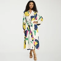 Premier Amour Womens Midi V Neck Long Sleeve Puffed Floral Fit + Flare Dress