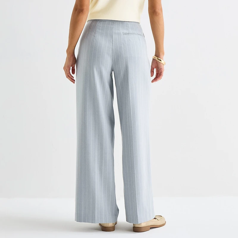 Worthington Womens Tall Wide Leg High Rise Pleated Pant