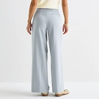 Worthington Womens Tall Wide Leg High Rise Pleated Pant