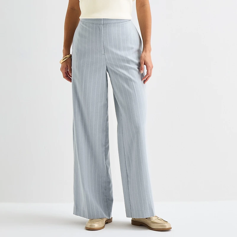 Worthington Womens Tall Wide Leg High Rise Pleated Pant